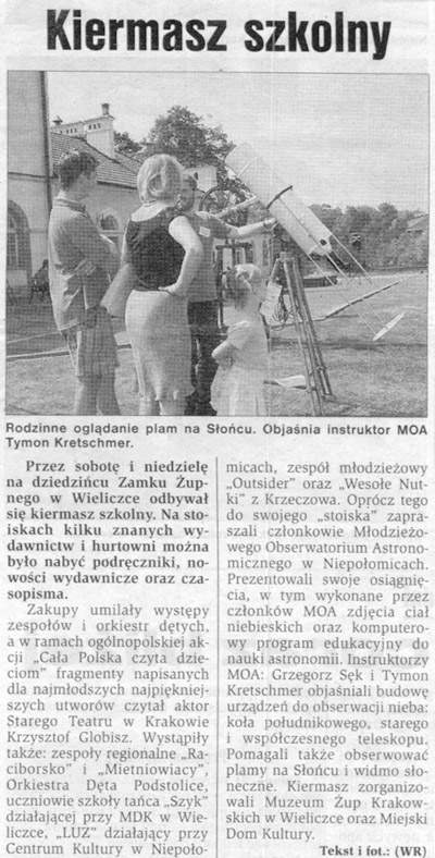 Wycinek z ''Dziennika Polskiego'' z dnia 2002-09-02